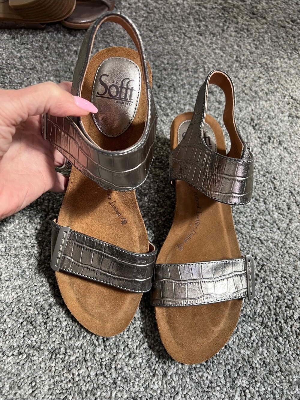 Sofft Metallic Pewter Slingback Sandals
